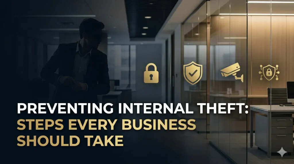 Preventing internal theft in business workplace with security measures and employee monitoring