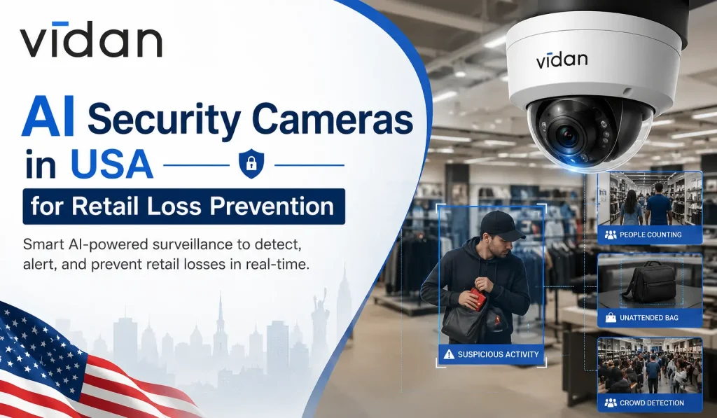 AI security cameras in USA for retail loss prevention, theft detection, shoplifting prevention, and smart store surveillance monitoring
