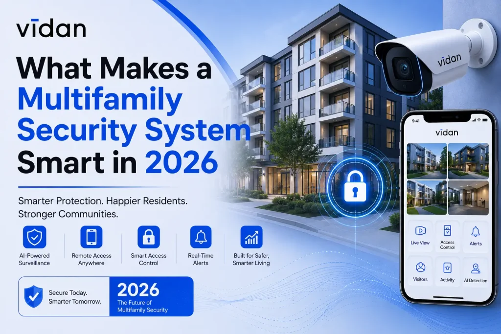 AI-powered multifamily security system monitoring apartment community with smart surveillance cameras in 2026